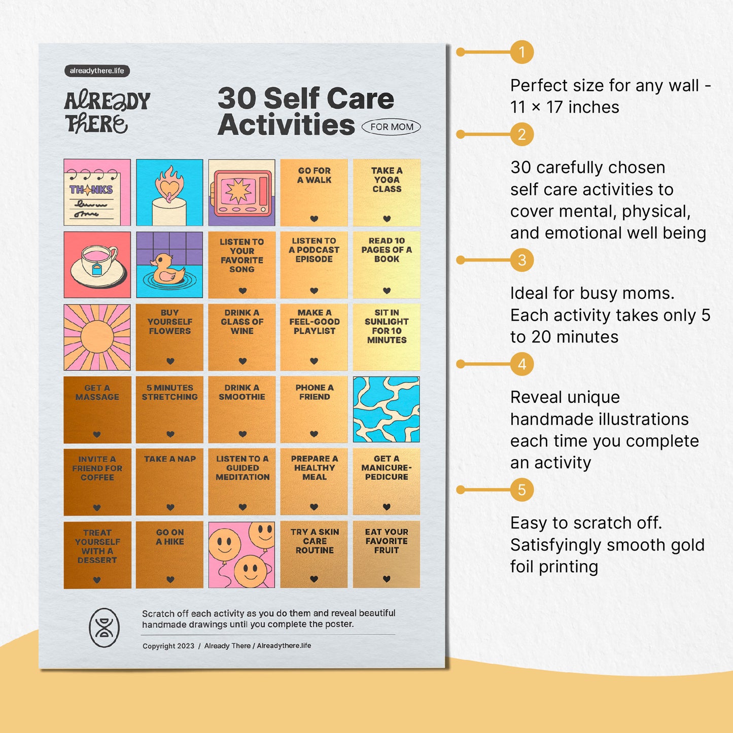 30 Self Care Activities For Mom  - Scratch Off Poster