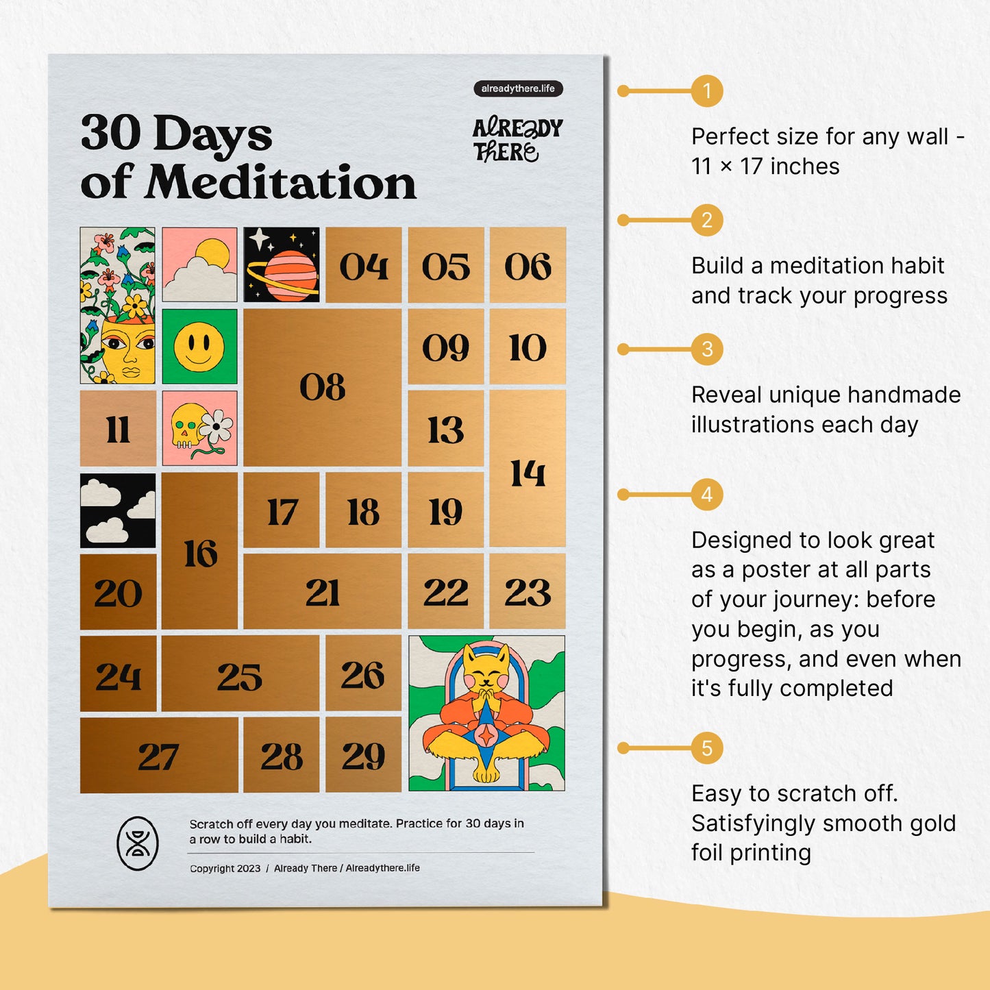 30 Days Of Meditation - Scratch Off Poster